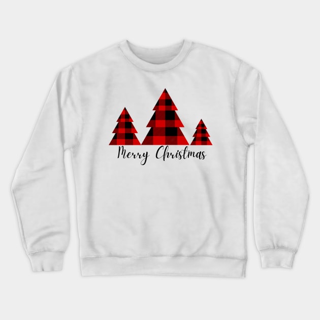 Merry Christmas Buffalo Plaid Trees Crewneck Sweatshirt by EdenLiving